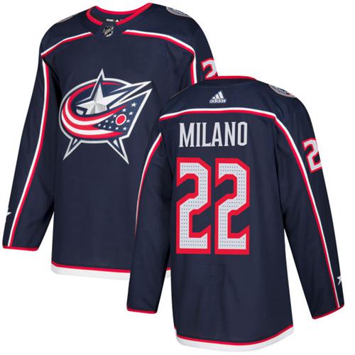 Adidas Columbus Blue Jackets #22 Sonny Milano Navy Blue Home Authentic Stitched Youth NHL Jersey